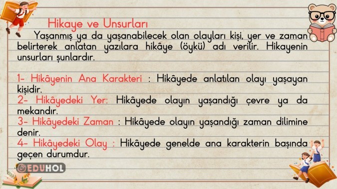 2. sınıf Türkçe hikayenin unsurları konu özeti akıllı tahta notu