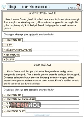 2. sınıf Türkçe Hikayenin Unsurları