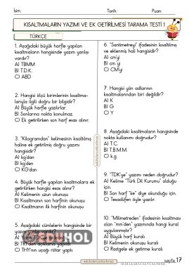 2. Sınıf Türkçe kısaltmaların yazımı ve eklerin getirilmesi