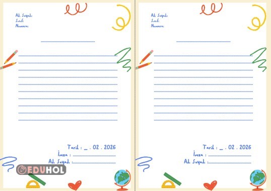 2. SINIF TÜRKÇE MEKTUP ŞABLONU BİR SAYFA İKİ MEKTUP