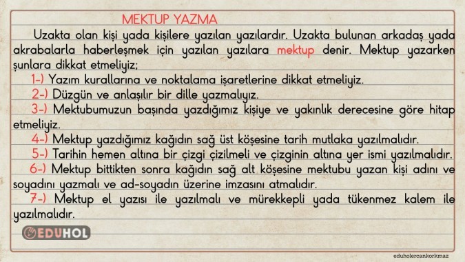 2. SINIF TÜRKÇE MEKTUP YAZMA AKILLI TAHTA NOTUM