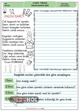 2. SINIF ÜNLEM İŞARETİ İÇİN YAZDIĞIM OKUMA YAZMA ANLAMA ŞİİRİM