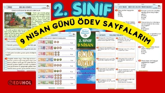 2. ŞUBAT 9 NİSAN GÜNÜ GÜNLÜK ÖDEVLERİMİZ 4 SAYFA- İÇERİKLER EMEK İÇERİR.