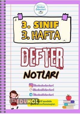 3. SINIF 3. HAFTA DERS NOTLARIMIZ DOLU DOLU BOYAMA SAYFASI İLE BİRLİKTE