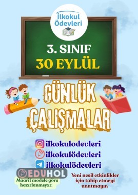 3. SINIF 30 EYLÜL GÜNÜ ÖDEV SAYFALARIM--4 SAYFA