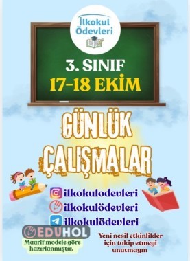 3.SINIF 17-18 EKİM HAFTA SONU ÖDEVLERİ - 6 SAYFA