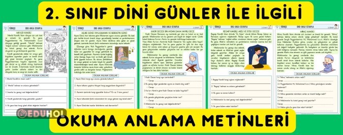 Dini günler okuma anlama metinleri 6 adet gün gün