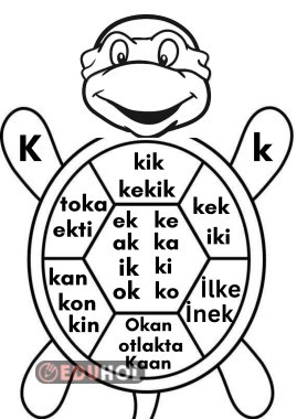 K SESİ KAPLUMBAĞA OKUMA BOYAMA KOSTÜM ETKİNİĞİ