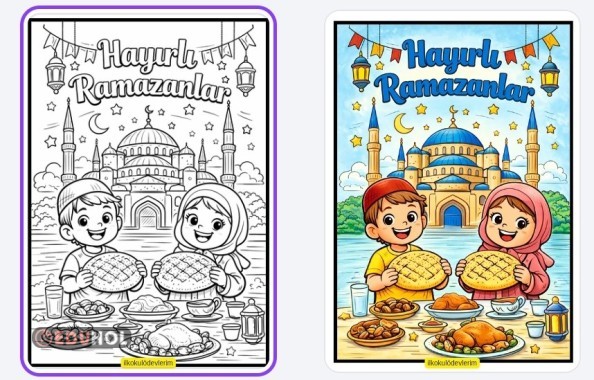 Ramazan ayı boyama sayfası örnek boyama sayfası ile