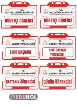 sınıf başkanı nöbetçi öğrenci gibi öğrenci yaka kartları yakalıklara uygundur.