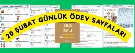 2. SINIF 20 ŞUBAT GÜNLÜK ÖDEVLERİMİZ 4 SAYFA