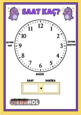 2. SINIF SAATLER YAZ SİL ŞABLONU