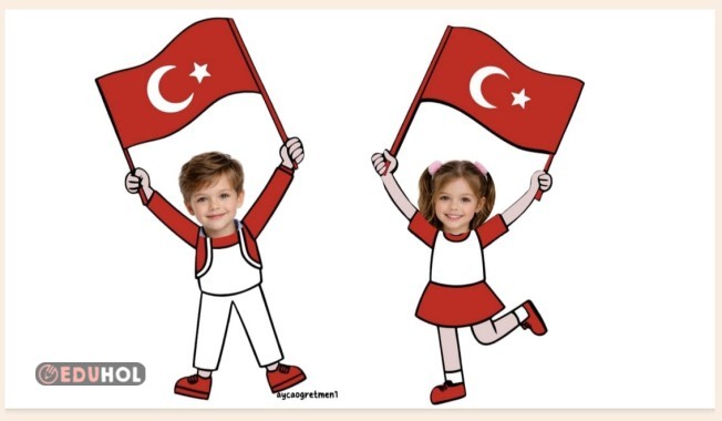 23 Nisan Bayrak Tutan Çocuklar