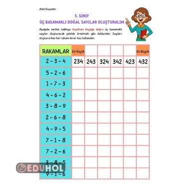 Üç Basamaklı Doğal Sayılar Oluşturalım