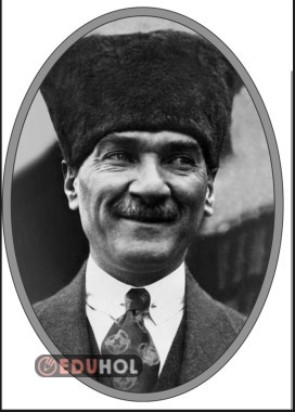 Çerçeveli Atatürk portresi iki sayfa