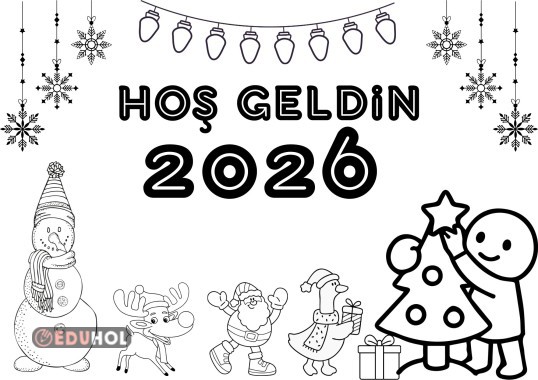 Hoş geldin 2026 boyama sayfası