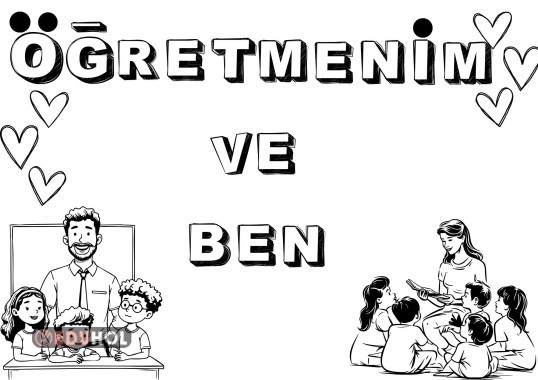 öğretmenim ve ben yazılı boyama sayfası