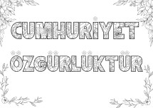 Cumhuriyet Özgürlüktür yazılı boyama sayfası