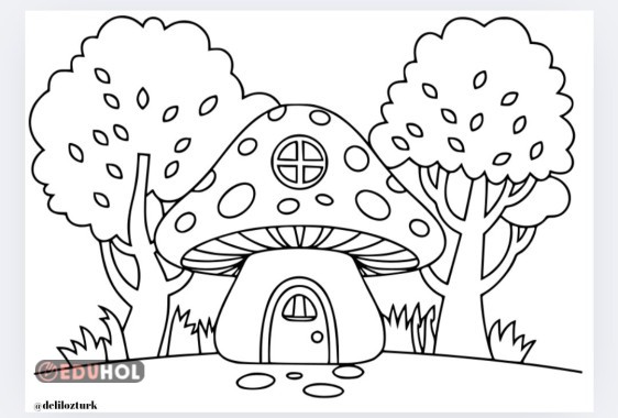 Boyama çalışması ( Yatay)mantar ev