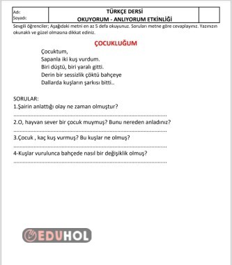 Okuduğu anlama 5 adet