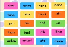 A-N-E-T-İ Hece ve Kelime Tablosu