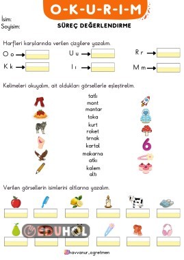 1.SINIF OKURIM HARF GRUBU SÜREÇ DEĞERLENDİRME
