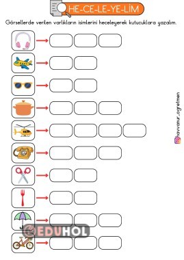 1.Sınıf Türkçe Dersi Kelimeleri Hecelerine Ayırma Etkinliği