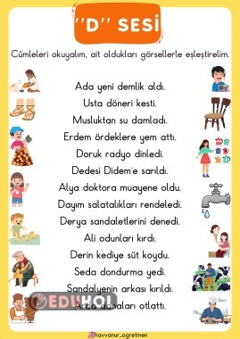 “D” SESİ CÜMLE OKU-EŞLEŞTİR!🥳