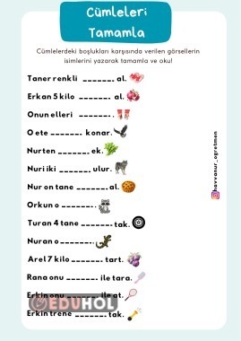 “R” SESİ CÜMLE TAMAMLAMA ETKİNLİĞİ