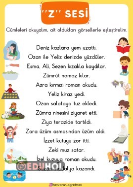 “Z” SESİ CÜMLE-GÖRSEL EŞLEŞTİRME ETKİNLİĞİMİZ