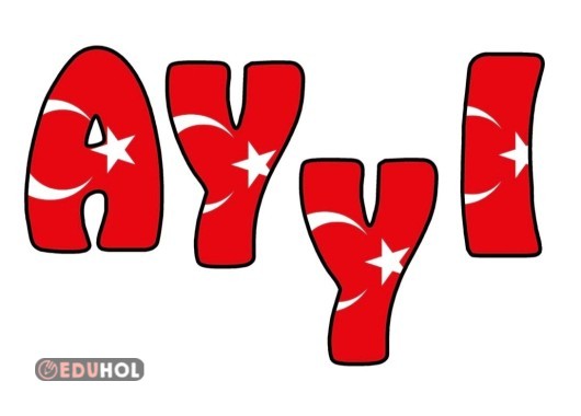 Ay yıldız göklerde birlik kalplerde bayraklı pano harfleri