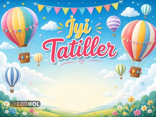 İyi Tatiller Uçan Balonlu Pano
