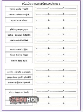 Sözlük Sırası Değerlendirme 2