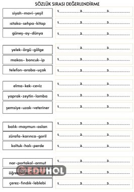 Sözlük Sırası Değerlendirme