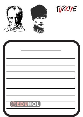 DEFTERLERİN İLK SAYFASI İÇİN İSTİKLAL MARŞI YAZMA ŞABLONU