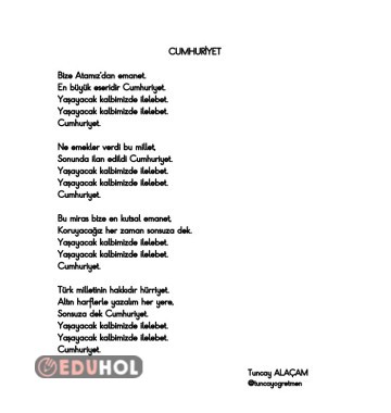 CUMHURİYET BAYRAMI ŞİİR