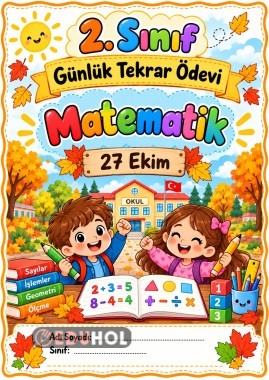 2. SINIF MATEMATİK GÜNLÜK TEKRAR ÖDEVİ 27 EKİM