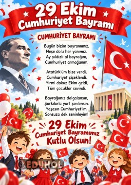 29 EKİM CUMHURİYET BAYRAMI TÖRENDE EZBERLENEBİLİR ŞİİR.