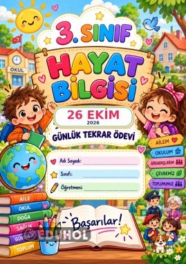 3.SINIF HAYAT BİLGİSİ GÜNLÜK TEKRAR ÖDEVİ 26 EKİM