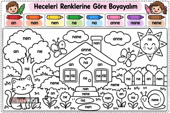A,N,E hecelerini renklerine göre boyama