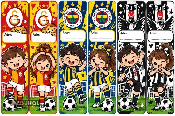 Futbol takımlarından ayraç. Eğlenceli renkli ayraç.