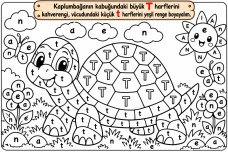 T harfi boyama. Diğer harfler içerisinde T harfini bulup boyama.