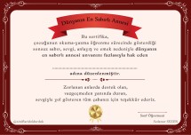 1.Sınıf Annelerine Özel sertifika