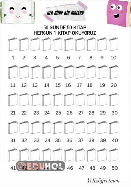 50 Günde 50 Kitap Okuma Çizelgesi
