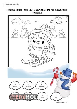 1.Sınıf Çıkarma İşlemi Çöz-Boya Etkinliği