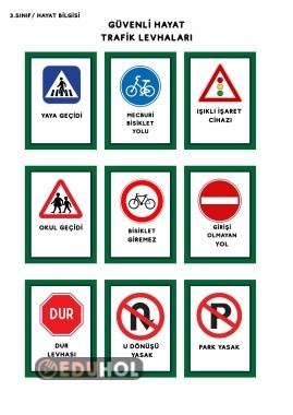 Güvenli Hayat Trafik Levhaları Deftere Yapıştırma