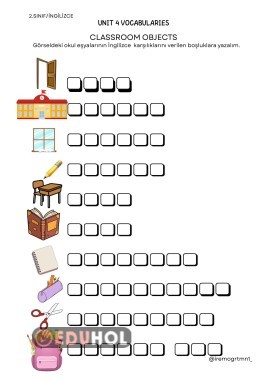 İngilizce 4. Ünite Kelimeleri Okul Eşyaları