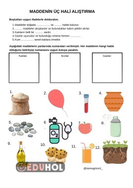 Maddenin Halleri Alıştırması Fen Bilimleri