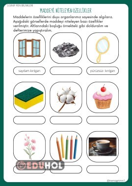 Maddeyi Niteleyen Özellikler Deftere Yapıştırma