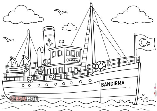 Bandırma Vapuru Boyama Sayfası (19 Mayıs)